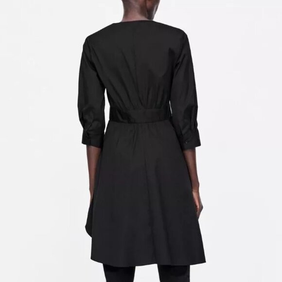Zara Assymetric Black Poplin Tunic, XS - Picture 4 of 16